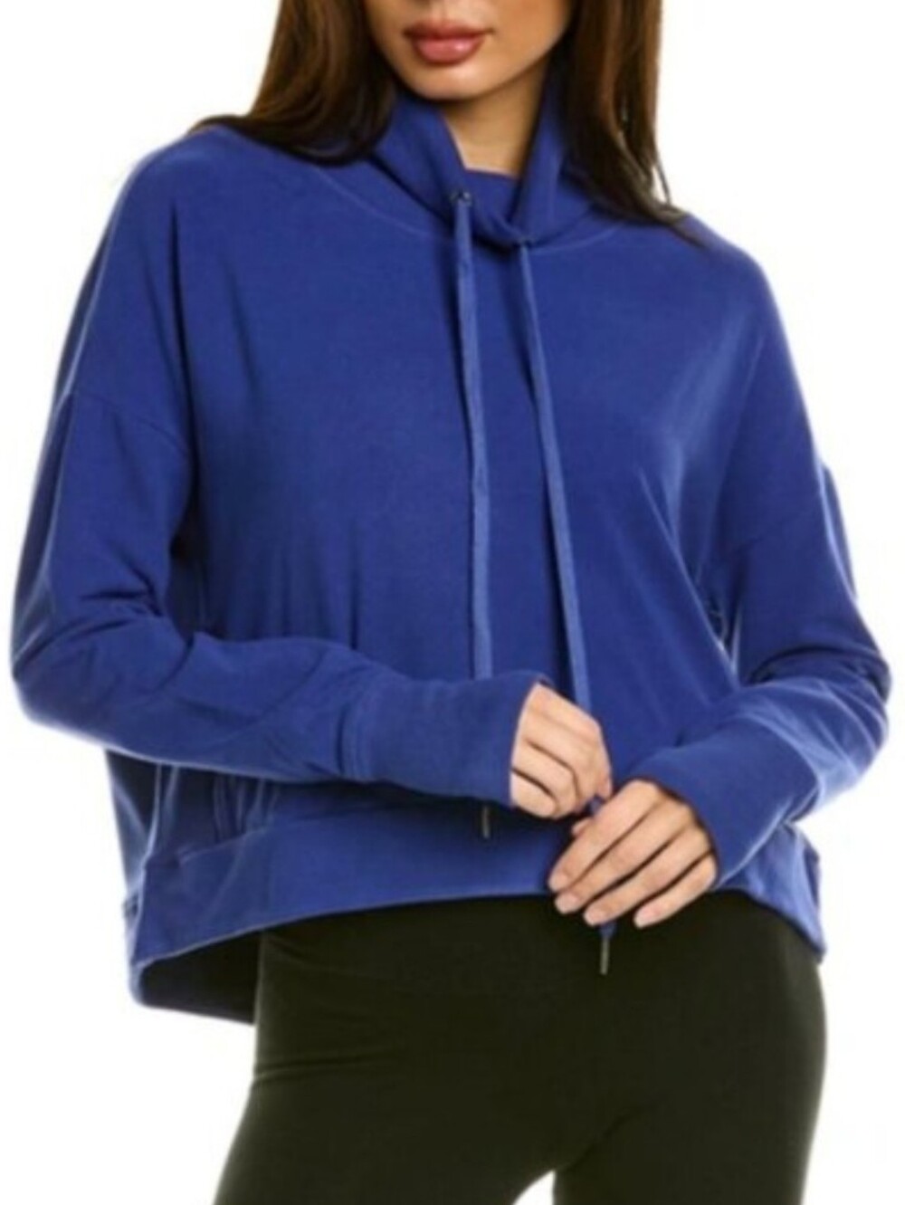Sweaty Betty Escape Luxe Fleece Cropped Hoodie Sweatshirt Royal Blue Sz 8 M Top